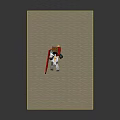 Man In White Costume With Red Cape Standing On Wooden Platform Display Scene