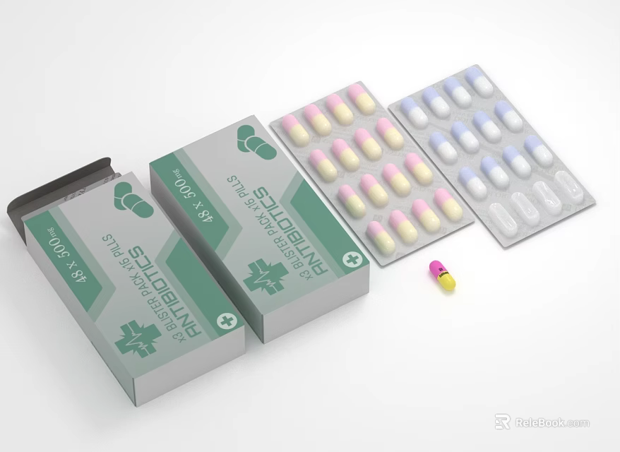 Medical Devices Medicine Boxes Tablets And Capsules With Cross Symbols Packaging 3d model 