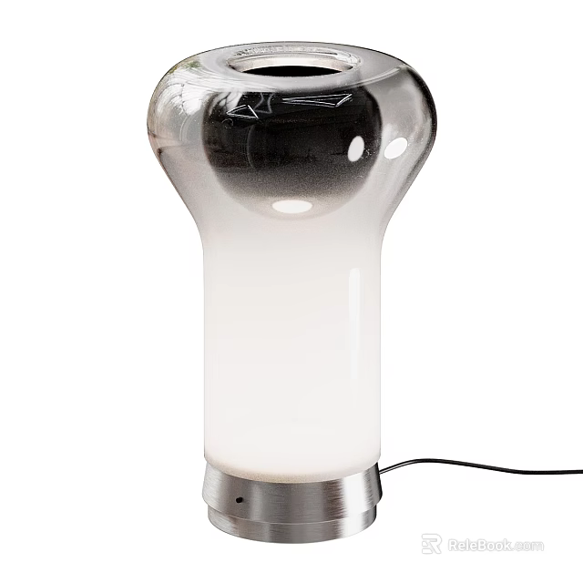 Modern Transparent White Floor Lamp With Silver Base And Glass Design 3d model 