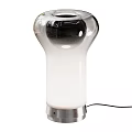 Modern Transparent White Floor Lamp With Silver Base And Glass Design