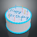 Delicious Birthday Cake With Happy Birthday Text Colorful Candles And Blue Frosting