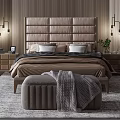 Modern Background Double Bed Double Bed Combination 3d model