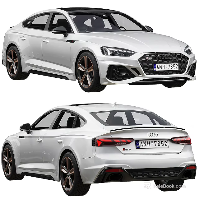 White Audi Car Front And Rear View 3d model