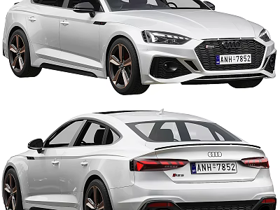 White Audi Car Front And Rear View 3d model