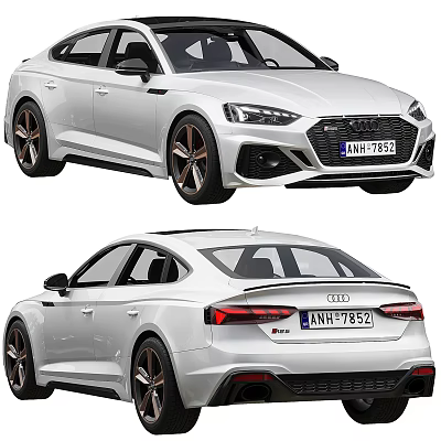 White Audi Car Front And Rear View 3d model