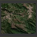 3D Mountainous Terrain Model With Green Vegetation And Topographic Features