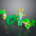 Green Pixel Art Flying Animals Detailed Collectible Models With Vibrant Features Display Set