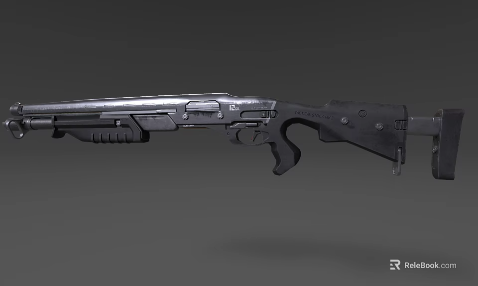Tactical Shotgun With Black Metal Design Modern Firearm Grip And Barrel 3d model 
