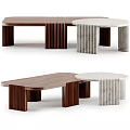 Modern Dining Table With Wooden And Marble Surfaces And Structured Leg Design 3d model