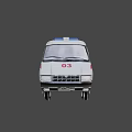 White Ambulance Car With Red Cross Blue Emergency Lights And Number 03