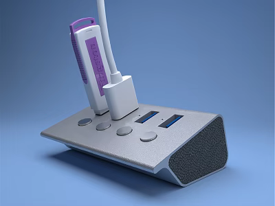Modern Household Appliance With Purple White Parts On Gray Base With Buttons And Display Screen 3d model