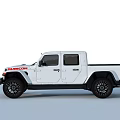 Stylish White Jeep Rubicon Pickup Truck Featuring Five Door And Black Wheels Design