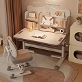 Kids Study Desk And Chair Set With Bookshelf Stationery Storage And Cozy Room