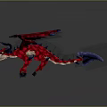 Red And Blue Dragon Game Movie Character With Detailed Wings And Scaled Body