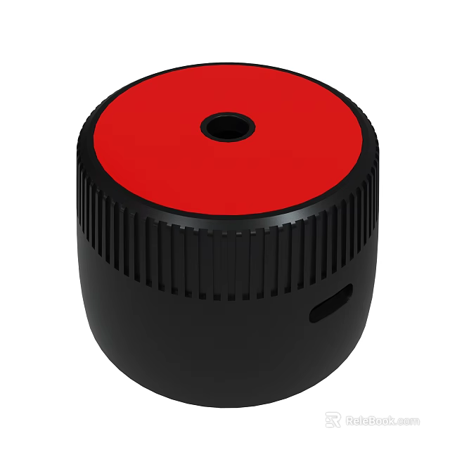 Compact Audio Device With Red Top Black Body And Circular Design Features 3d model 