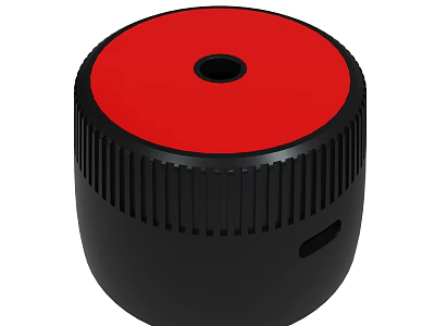Compact Audio Device With Red Top Black Body And Circular Design Features 3d model