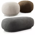 Elegant Round Fabric Sofa Poufs Available in Grey Beige and Brown Tones
