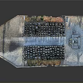 Miniature Scene With Arranged Figures Street Lamp Pavilion Trees And Snowy Stone Pavement