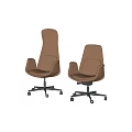 Comfortable Brown Leather Office Chairs With High Back And Swivel Caster Wheels