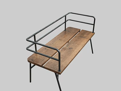Stylish Wooden Seat Armchair With Black Metal Frame For Minimalist Home Interior 3d model