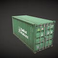 Green UNIT CARRIER Cargo Shipping Container With Metal Doors And Structural Features 3d model