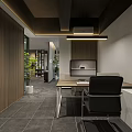 Modern Reception Area Interior Design With Recessed Lighting Potted Plants And Tile Flooring