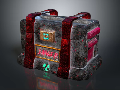 Dangerous Container With Red Straps Textured Surface Radioactive Symbol And Danger Label 3d model