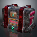 Dangerous Container With Red Straps Textured Surface Radioactive Symbol And Danger Label