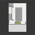 Gas Station Building With Gray Roof Red Trim And Advertising Pillar Structure