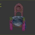 Vintage Carved Wooden Chair With Ornate Armrests Decorative Backrest And Fur Cushion