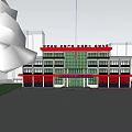 Modern Fire Station Exterior With Red Garage Doors And Multi story Structure Front Plaza Area