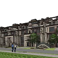 Modern Multi Storey Residential Building With Balconies Greenery Courtyard And Pool Area