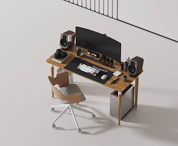 Modern computer desk and chair 3d model