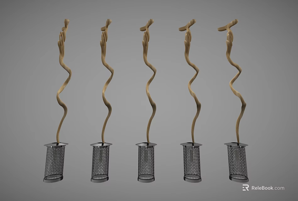 Five Modern Spiral Design Chandeliers With Mesh Bases For Interior Decor 3d model 