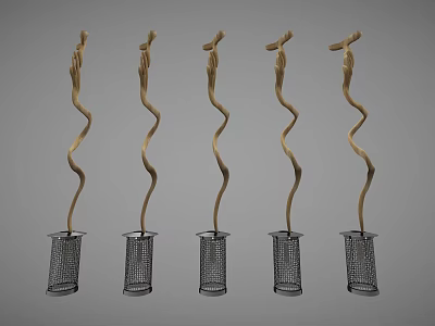 Five Modern Spiral Design Chandeliers With Mesh Bases For Interior Decor 3d model