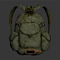 Practical Green Canvas Backpack With Multiple Pockets And Adjustable Shoulder Strap 3d model