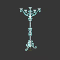 Wrought Iron Chandelier With Intricate Scrollwork Design Multiple Arms And Decorative Base Standing Fixture
