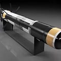 Military Missile Display Model With Spiral Blades White Gold Accents And Black Stand