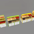 Colorful Fruit and Dried Fruit Display Shelves with Green and Yellow Design