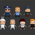 Cartoon Characters And Rabbit Like Creature With Various Hairstyles And Costumes