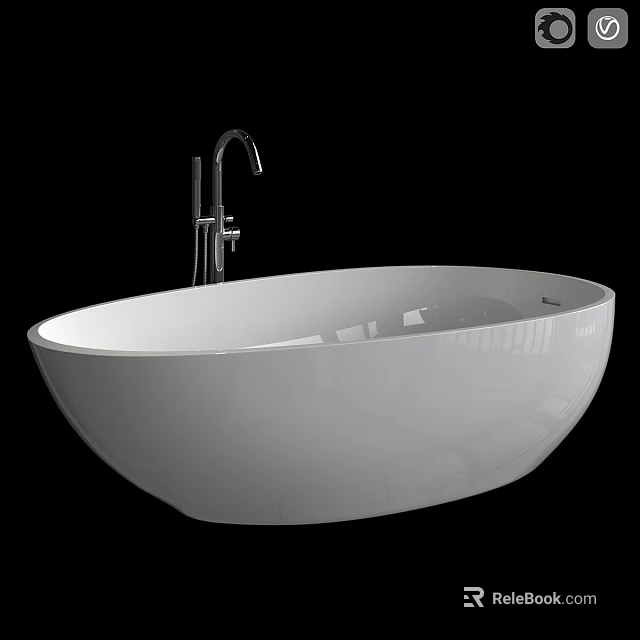 Modern Sleek White Freestanding Bathtub Design With Silver Faucet And Minimalist Style 3d model 