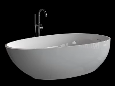 Modern Sleek White Freestanding Bathtub Design With Silver Faucet And Minimalist Style 3d model