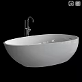 Modern Sleek White Freestanding Bathtub Design With Silver Faucet And Minimalist Style