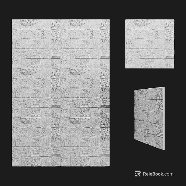 Gray Textured Stone Wall Decor Panel with Different Angles for Home Interior Decoration 3d model 