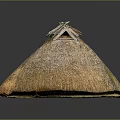 Traditional Rural Thatched House With Moss Covered Thatch Roof Wooden Door And Small Pathway