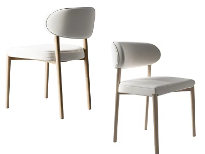Modern Minimalist Dining Chairs With Curved Backrests And White Upholstered Seats 3d model