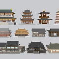 Ancient Architecture Models With Diverse Traditional Roof Styles And Designs