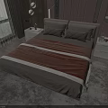 Stylish Double Bed with Checkered Bedding Pink Accent Wall Nightstands and Table Lamps