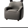 Cute Kids Chair with Bear Ears Light Beige Fabric Cover and Wooden Legs