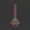 Modern Outdoor Heater Structure With Blue Conical Base And Gray Chimney